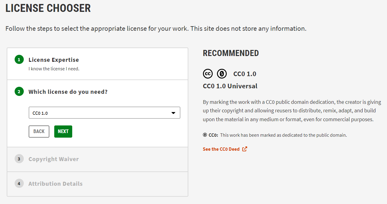 Creative Commons Lisans Seçicinin kullanılışı