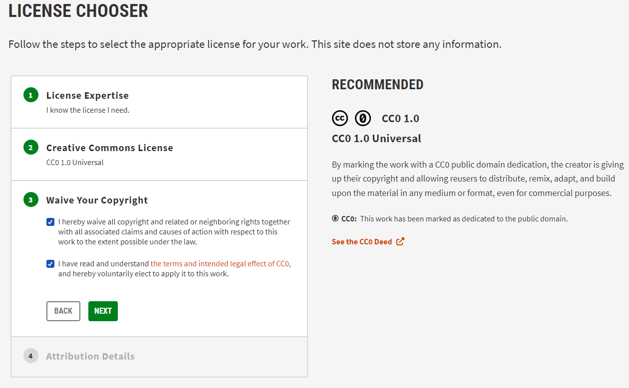 Creative Commons Lisans Seçicinin kullanılışı