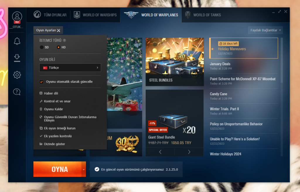 world of warplanes dil ayarı